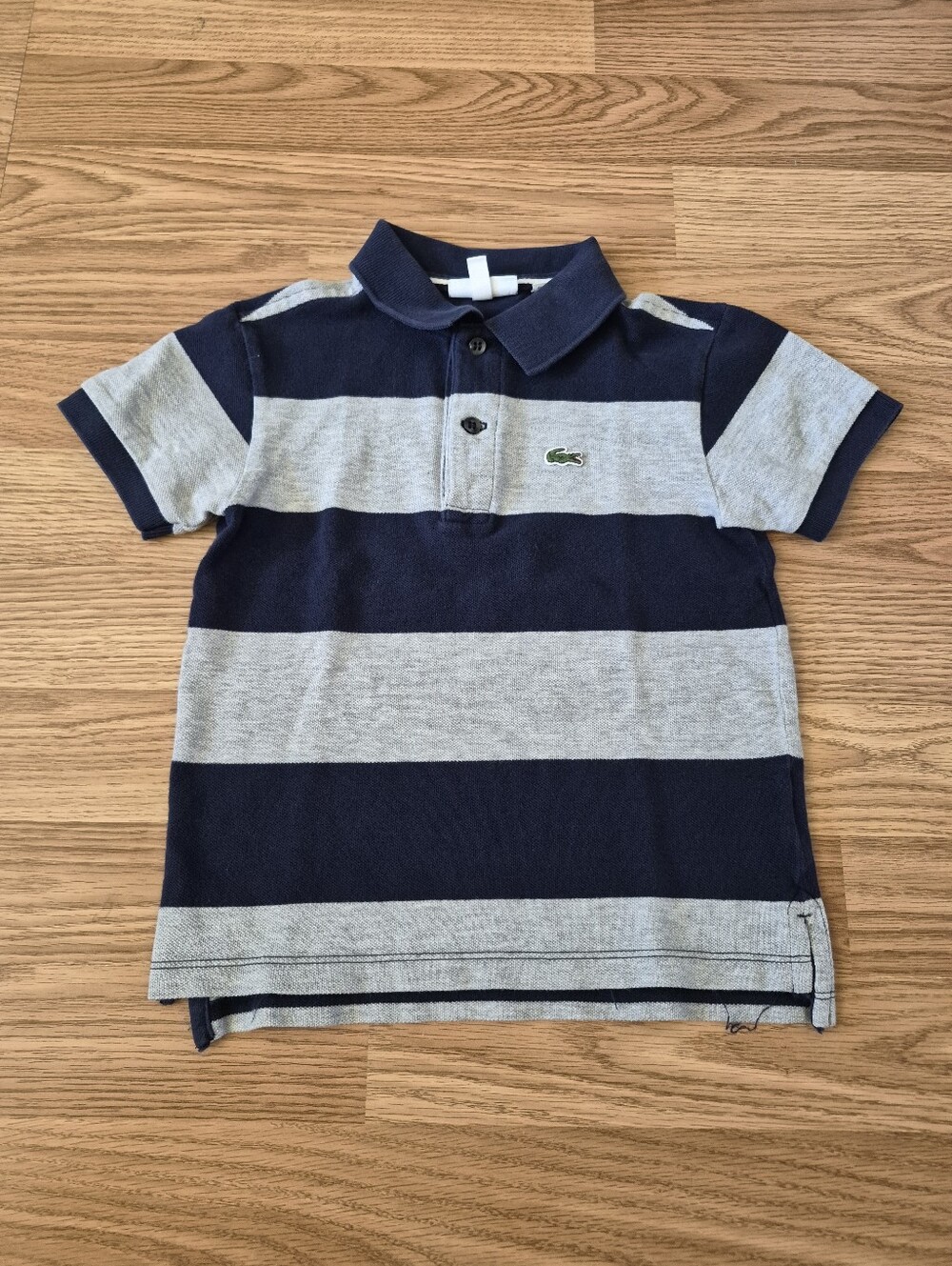 Lacoste Boys Striped Cotton Polo Shirt In very good condition.  Size: 6  100% Co
